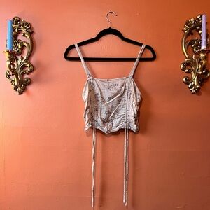 Beige Crop Top with Ties